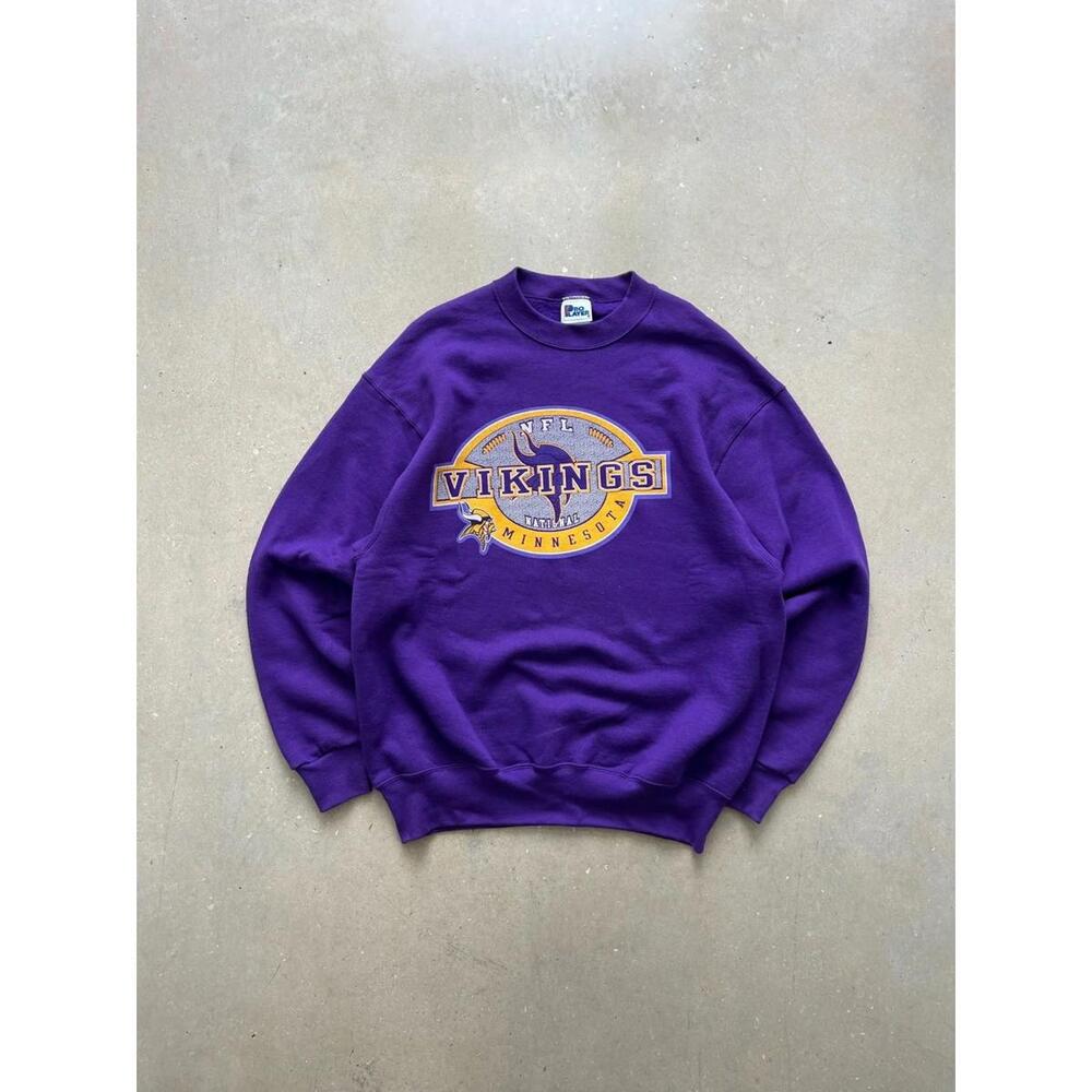 Vintage Minnesota Vikings Sweatshirt Large Purple Crewneck